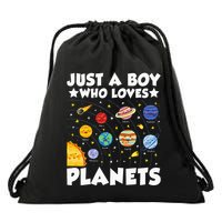 Just A Boy Who Loves Planets Solar System Space Science Geek Drawstring Bag