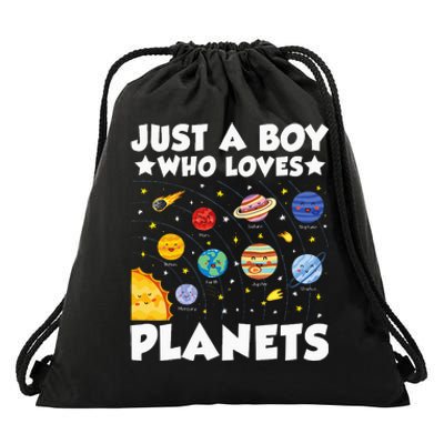 Just A Boy Who Loves Planets Solar System Space Science Geek Drawstring Bag