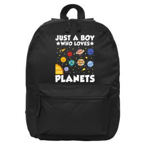 Just A Boy Who Loves Planets Solar System Space Science Geek 16 in Basic Backpack