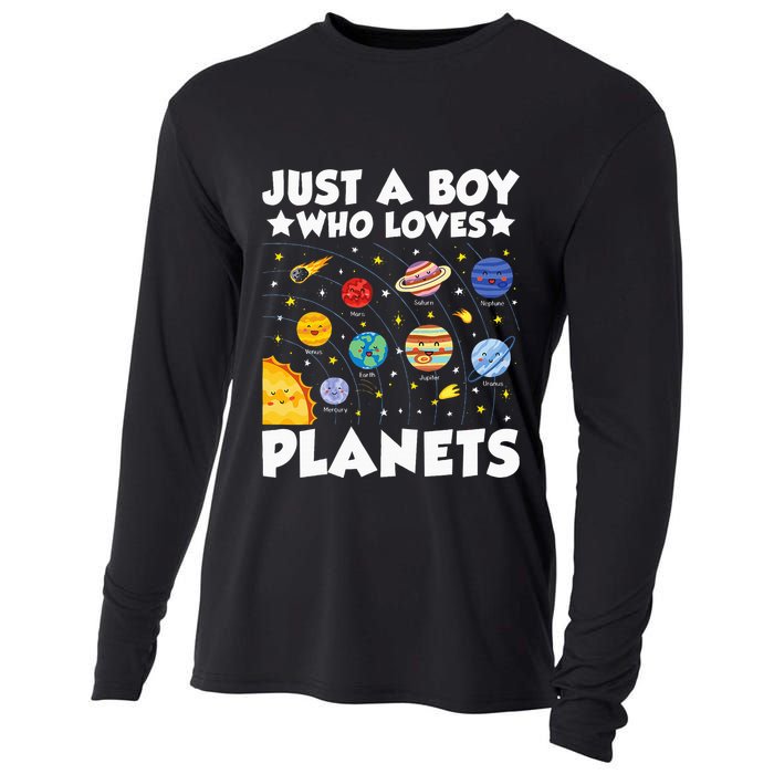 Just A Boy Who Loves Planets Solar System Space Science Geek Cooling Performance Long Sleeve Crew
