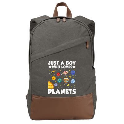 Just A Boy Who Loves Planets Solar System Space Science Geek Cotton Canvas Backpack