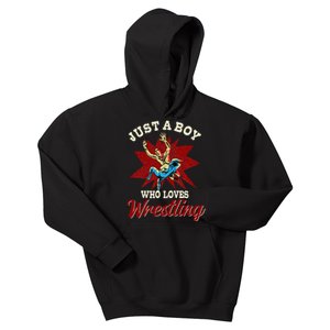 Just A Boy Who Loves Wrestling Wrestle Wrestler Kids Hoodie