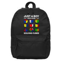 Just A Boy Who Loves Solving Cubes Speedcubing Cuber 16 in Basic Backpack