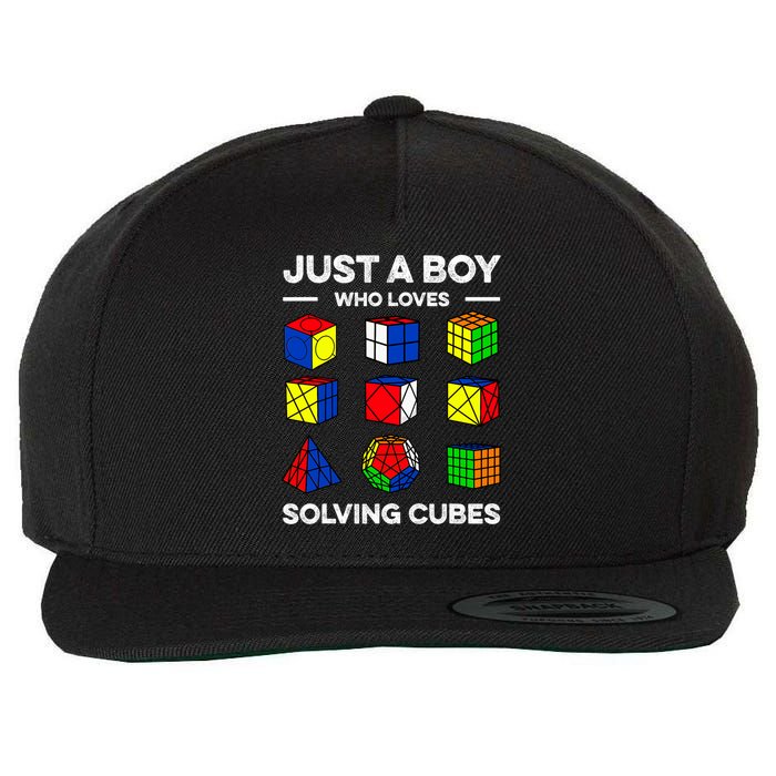 Just A Boy Who Loves Solving Cubes Speedcubing Cuber Wool Snapback Cap
