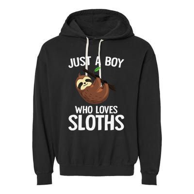 Just A Boy Who Loves Sloths Sloth Lover Garment-Dyed Fleece Hoodie