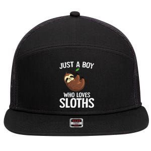 Just A Boy Who Loves Sloths Sloth Lover 7 Panel Mesh Trucker Snapback Hat