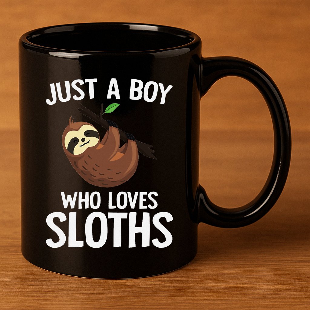 Just A Boy Who Loves Sloths Sloth Lover 11oz C Handle Ceramic Mug