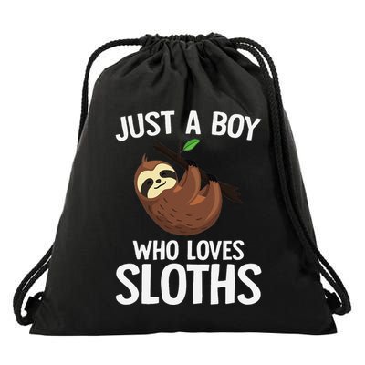 Just A Boy Who Loves Sloths Sloth Lover Drawstring Bag