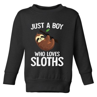 Just A Boy Who Loves Sloths Sloth Lover Toddler Sweatshirt