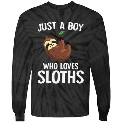 Just A Boy Who Loves Sloths Sloth Lover Tie-Dye Long Sleeve Shirt