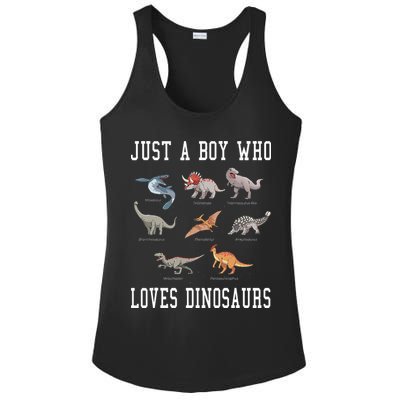 Just A Boy Who Loves Dinosaurs Gifts For Paleontologist Ladies PosiCharge Competitor Racerback Tank