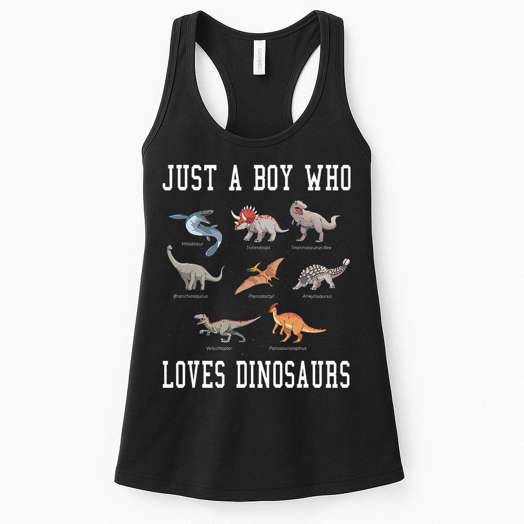 Just A Boy Who Loves Dinosaurs Gifts For Paleontologist Womens Tank Top