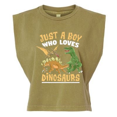 Just A Boy Who Loves Dinosaurs Schoolboys And Paleontologist Garment-Dyed Women's Muscle Tee