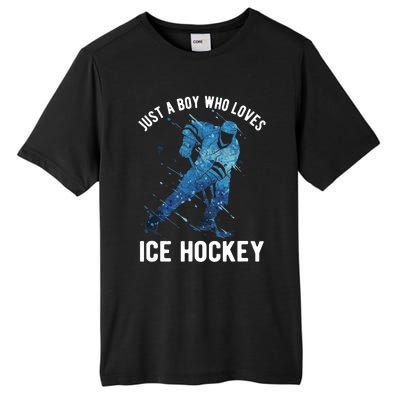 Just A Boy Who Loves Ice Hockey Tall Fusion ChromaSoft Performance T-Shirt