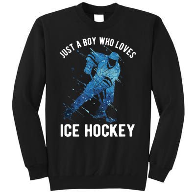 Just A Boy Who Loves Ice Hockey Tall Sweatshirt