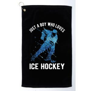 Just A Boy Who Loves Ice Hockey Platinum Collection Golf Towel