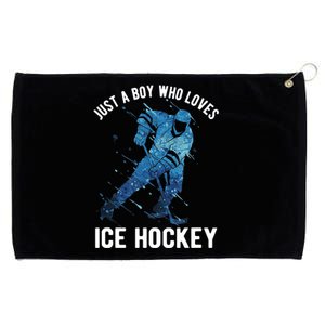 Just A Boy Who Loves Ice Hockey Grommeted Golf Towel