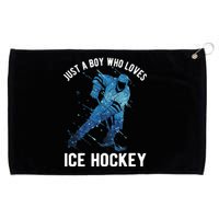 Just A Boy Who Loves Ice Hockey Grommeted Golf Towel