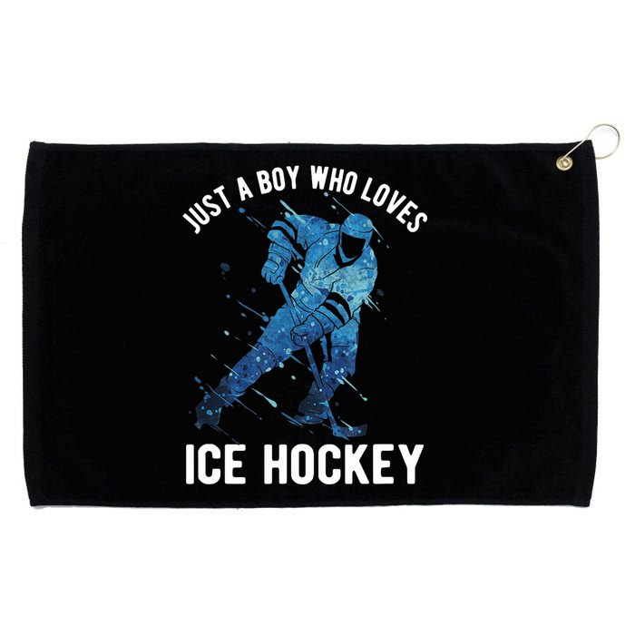 Just A Boy Who Loves Ice Hockey Grommeted Golf Towel