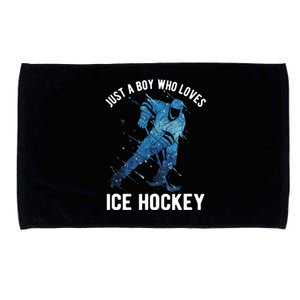 Just A Boy Who Loves Ice Hockey Microfiber Hand Towel