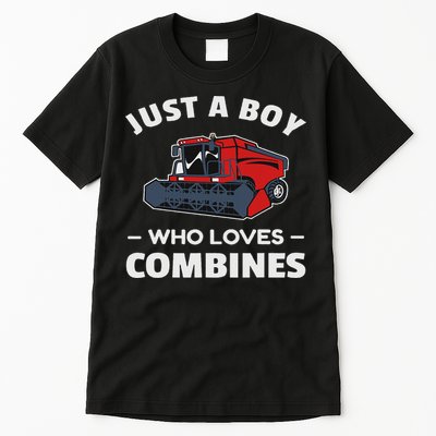 Just A Boy Who Loves Combines, Red Combine Harvester Tall T-Shirt