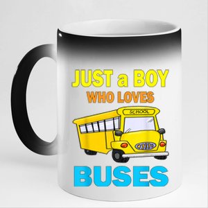 Just A Boy Who Loves School Buses & Cute Bus Lovers 11oz Black Color Changing Mug