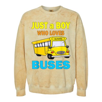 Just A Boy Who Loves School Buses & Cute Bus Lovers Colorblast Crewneck Sweatshirt