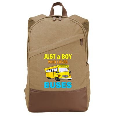 Just A Boy Who Loves School Buses & Cute Bus Lovers Cotton Canvas Backpack