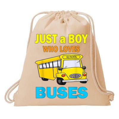 Just A Boy Who Loves School Buses & Cute Bus Lovers Drawstring Bag