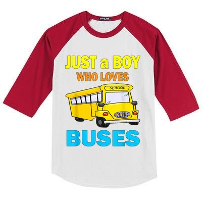 Just A Boy Who Loves School Buses & Cute Bus Lovers Kids Colorblock Raglan Jersey