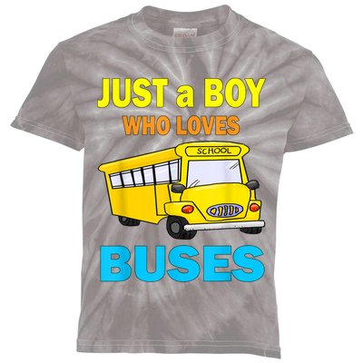 Just A Boy Who Loves School Buses & Cute Bus Lovers Kids Tie-Dye T-Shirt