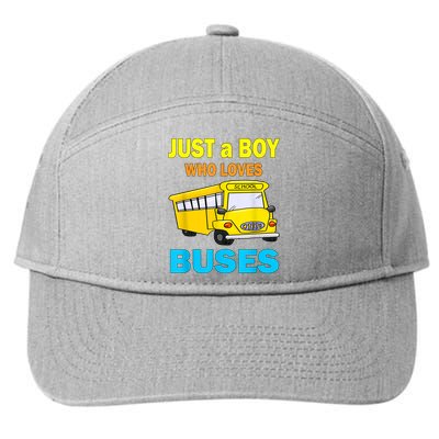 Just A Boy Who Loves School Buses & Cute Bus Lovers 7-Panel Snapback Hat