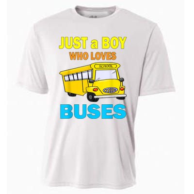 Just A Boy Who Loves School Buses & Cute Bus Lovers Cooling Performance Crew T-Shirt