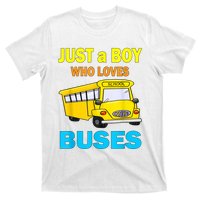 Just A Boy Who Loves School Buses & Cute Bus Lovers T-Shirt