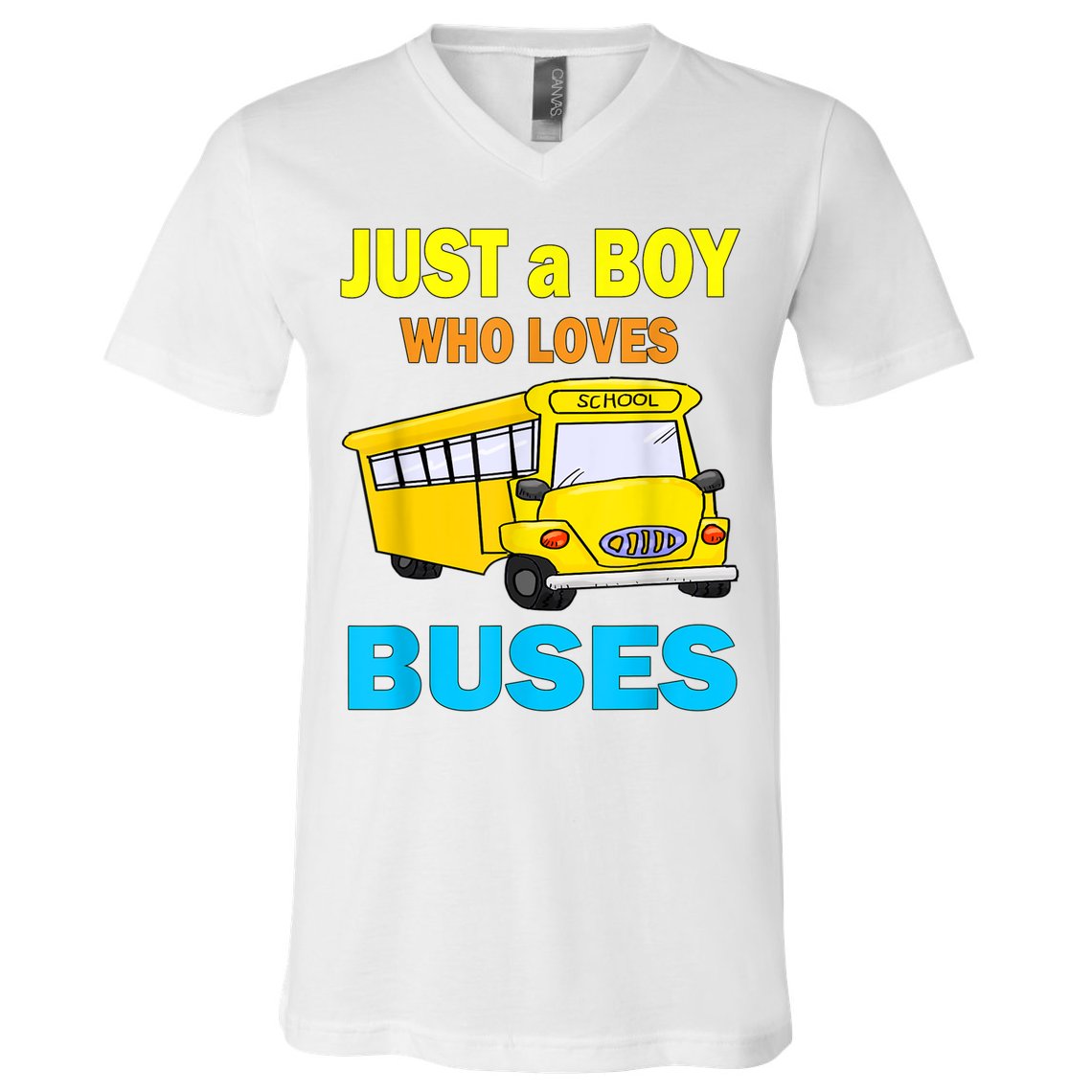 Just A Boy Who Loves School Buses & Cute Bus Lovers V-Neck T-Shirt