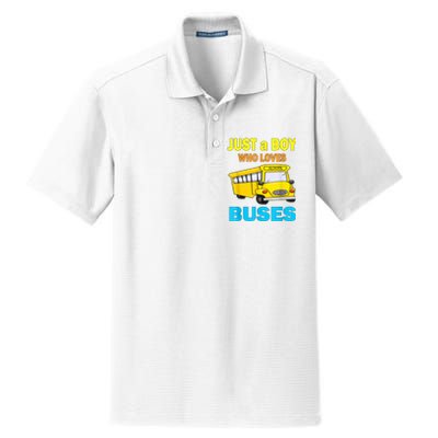 Just A Boy Who Loves School Buses & Cute Bus Lovers Dry Zone Grid Polo