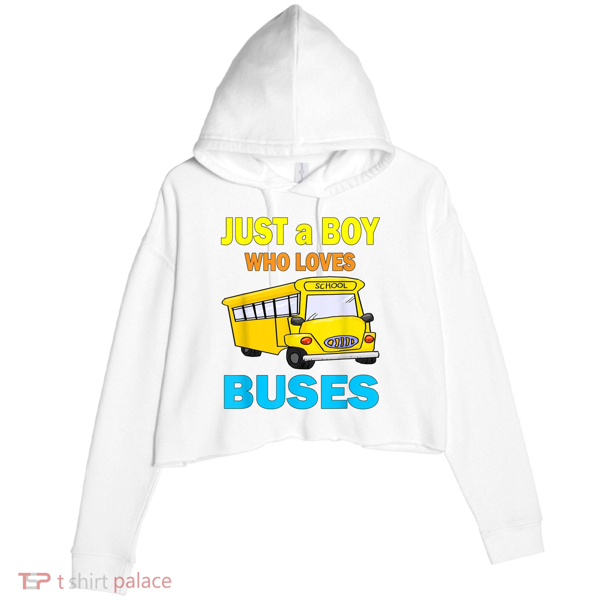 Just A Boy Who Loves School Buses & Cute Bus Lovers Crop Fleece Hoodie