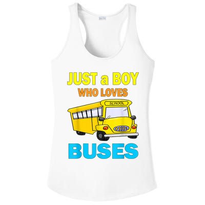 Just A Boy Who Loves School Buses & Cute Bus Lovers Ladies PosiCharge Competitor Racerback Tank