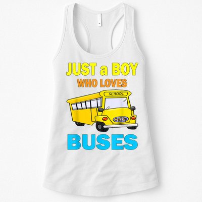 Just A Boy Who Loves School Buses & Cute Bus Lovers Womens Tank Top