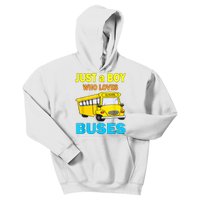 Just A Boy Who Loves School Buses & Cute Bus Lovers Kids Hoodie