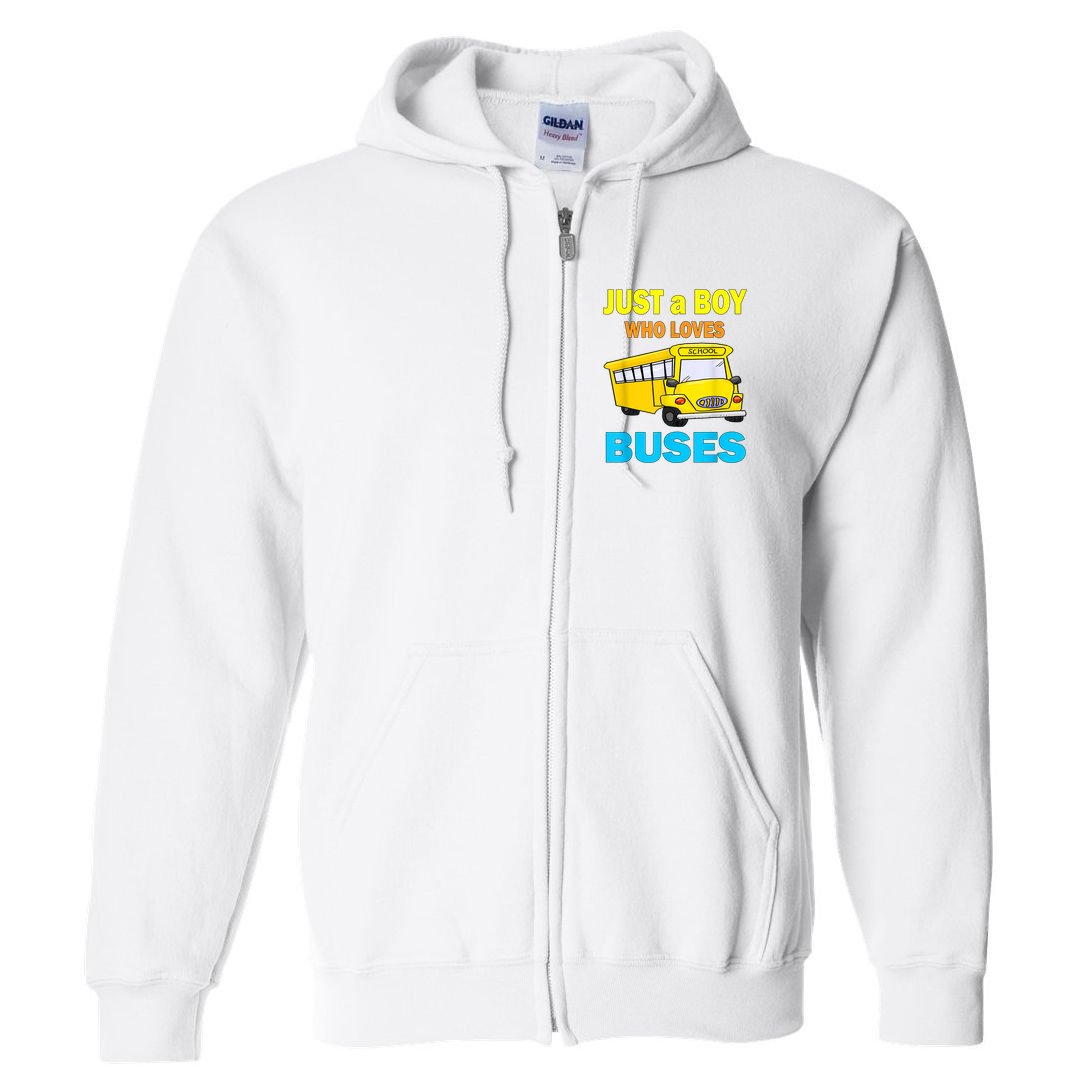 Just A Boy Who Loves School Buses & Cute Bus Lovers Full Zip Hoodie