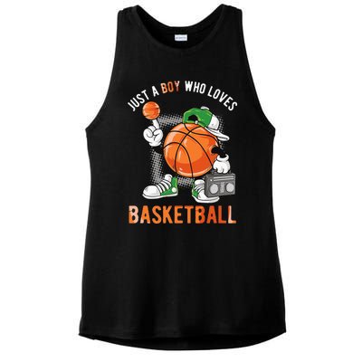 Just A Boy Who Loves Basketball Ladies PosiCharge Tri-Blend Wicking Tank