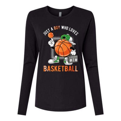 Just A Boy Who Loves Basketball Womens Cotton Relaxed Long Sleeve T-Shirt