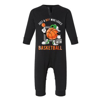 Just A Boy Who Loves Basketball Infant Fleece One Piece