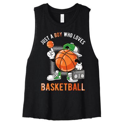 Just A Boy Who Loves Basketball Women's Racerback Cropped Tank