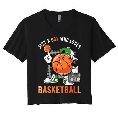 Just A Boy Who Loves Basketball Women's Crop Top Tee