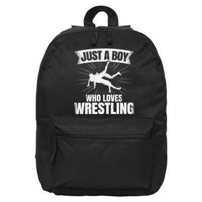 Just A Boy Who Loves Wrestling Wrestler 16 in Basic Backpack