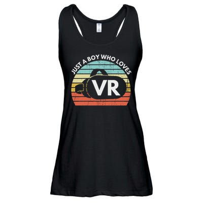 Just A Boy Who Loves Vr Funny Virtual Reality Athlete Gamer Ladies Essential Flowy Tank