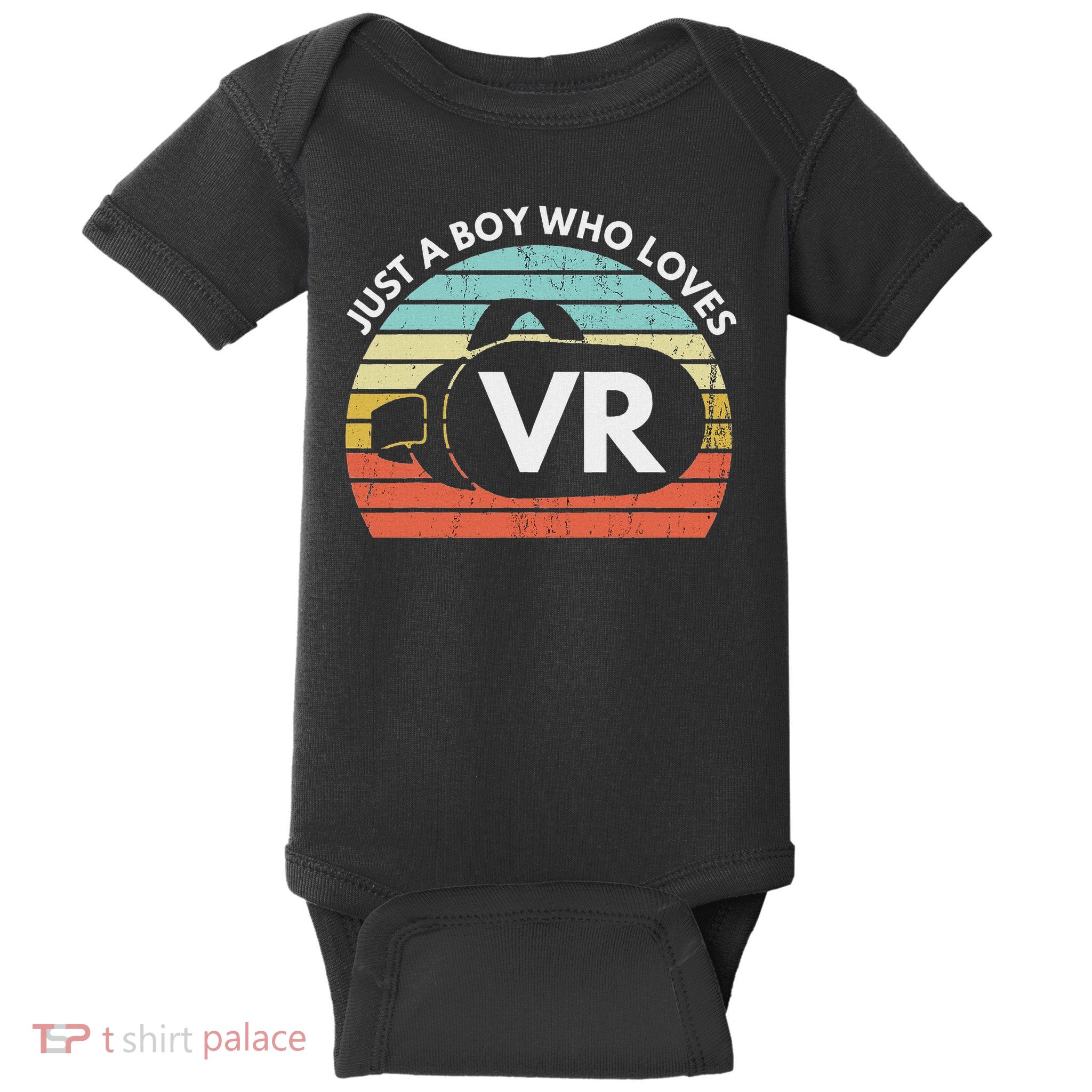 Just A Boy Who Loves Vr Funny Virtual Reality Athlete Gamer Baby Bodysuit