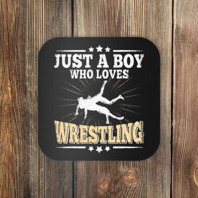 Just A Boy Who Loves Wrestling Funny Wrestle Lover Wrestler Coaster